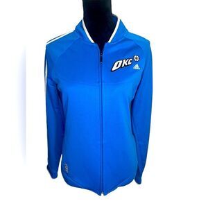 ADIDAS NBA OKLAHOMA CITY THUNDER BASKETBALL WOMENS BLUE JACKET SIZE MEDIUM